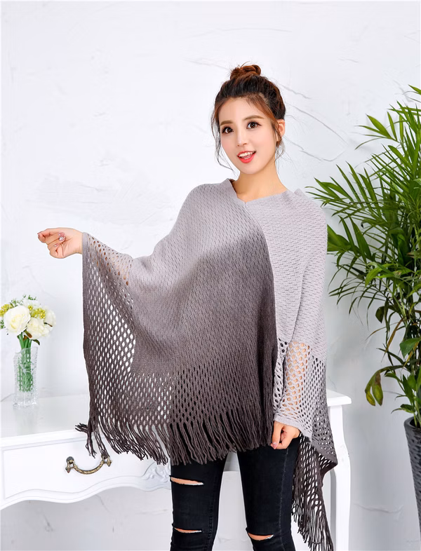 Ladies Gradient Knit Poncho