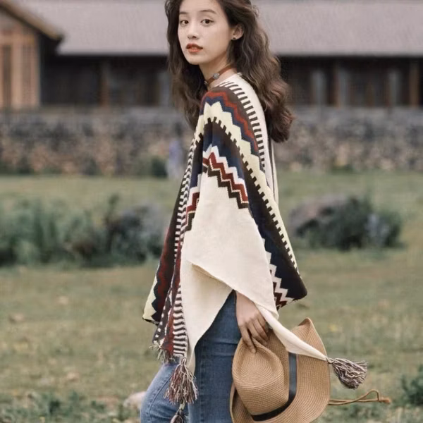 Bohemian Tribal Pattern Women's Poncho