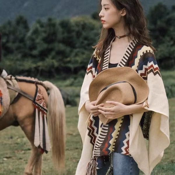 Bohemian Tribal Pattern Women's Poncho