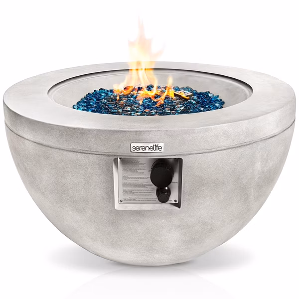 Outdoor Propane Fire Pit Table 40,000 BTU Weatherproof MGO Blue Glass