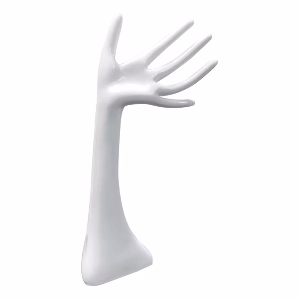 Jewelry Display Hand Stand, Elegant 3D Display, Sturdy PP + Metal, White
