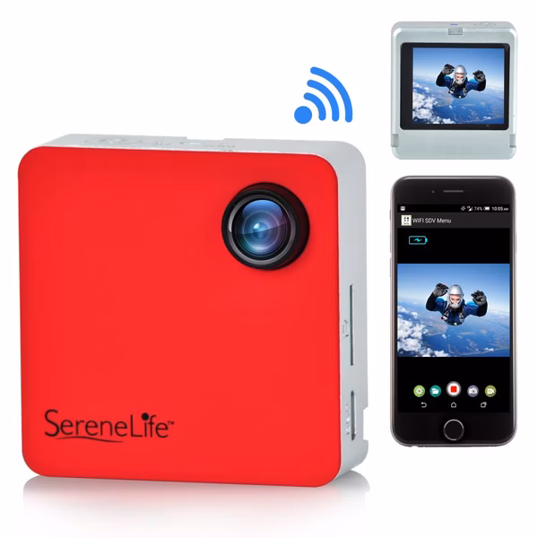 Wearable Camera 1080p HD WiFi Control Compact Red