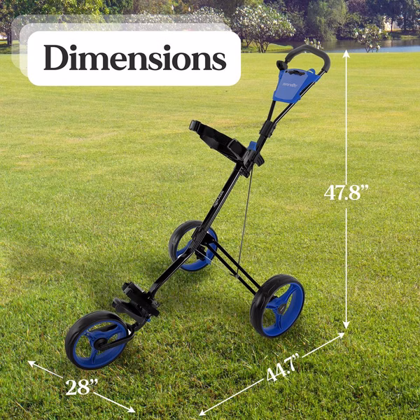 Foldable 3-Wheel Golf Cart, Easy Storage, Steel Frame, Quick Brake