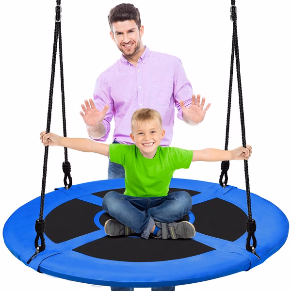 Saucer Swing 40" for Kids, Waterproof, Padded Frame, Blue