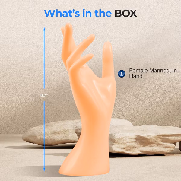 Jewelry Display Hand Stand, Elegant 3D Display, Sturdy PP, Skin Tone