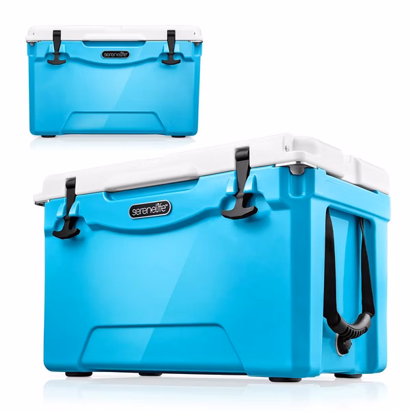 35 Qt Portable Cooler Box, 5-Day Ice Retention, 2-Way Handles, Blue