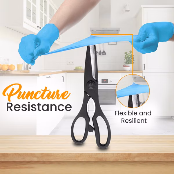 Disposable Nitrile Gloves, Puncture Resistant, Textured Grip, Large, 100 Pcs