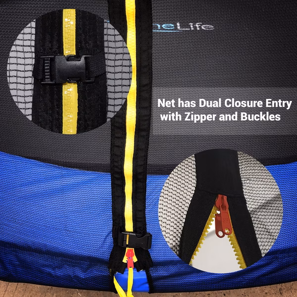 10FT Outdoor Trampoline, Safe Jumping, Reinforced Mat, Blue