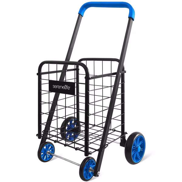 Kids Collapsible Utility Cart - Compact Folding, Easily Collapsible And Portable To Save Space, Lightweight Trolley With Rolling Swivel Wheels