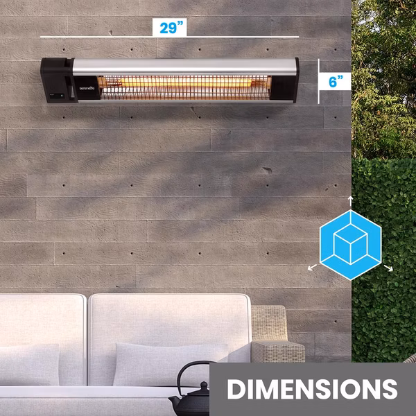 Infrared Patio Heater, Efficient 1500W, Aluminum, Remote Control