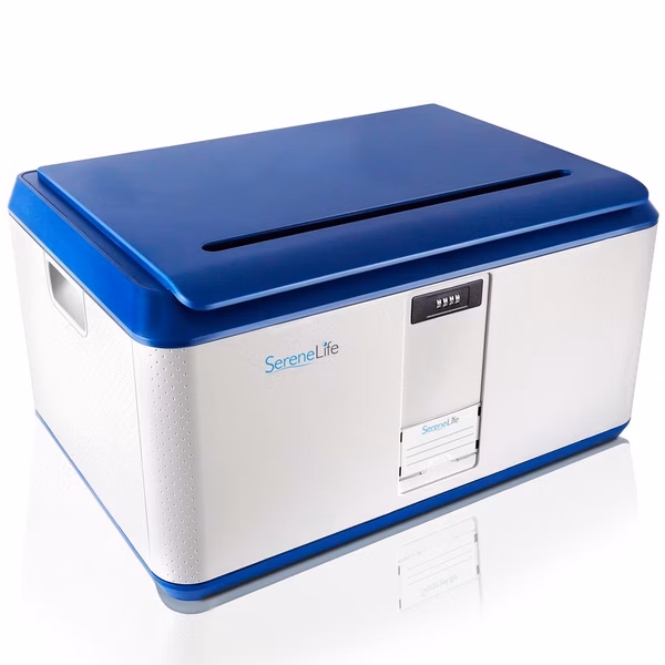 Lockable Storage Box 21 Gal Capacity, Combo Lock, Reinforced ABS, Blue