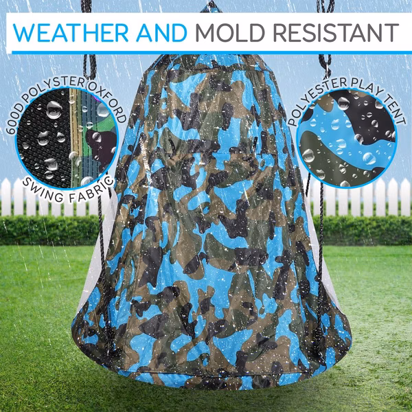 Tree Swing Tent for Kids - Relaxing Fun, Padded Seat, Camo