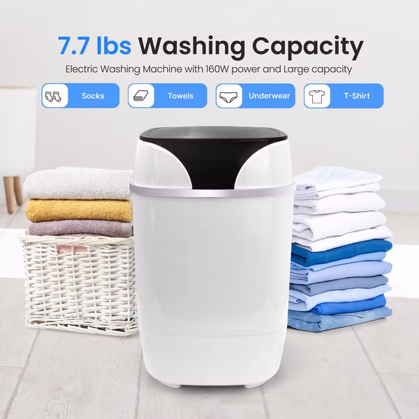 Portable Washing Machine High-Quality Full-Automatic Compact Washer With Washing Programs Ideal For Rv, Dorm, Apartment (White)