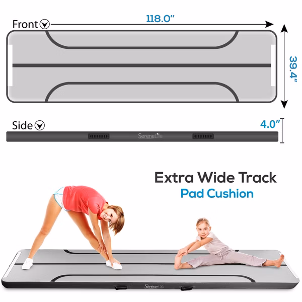 Inflatable Gymnastics Mat - Full Support - Durable PVC - 9.8 ft