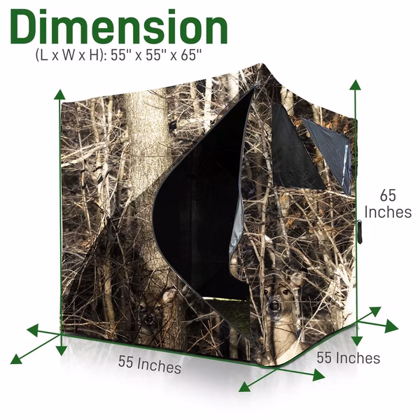 Ground Hunting Blind - Easy Setup, Water Repellent, Camo, 65"x55"