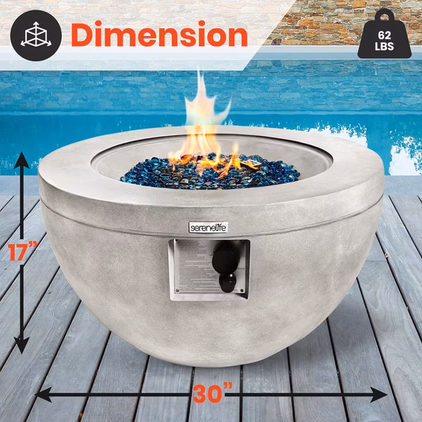 Outdoor Propane Fire Pit Table 40,000 BTU Weatherproof MGO Blue Glass