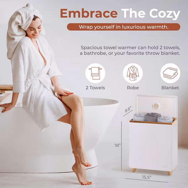 Towel Warmer with Auto Shut-Off, Holds 2 Towels, Rose Gold