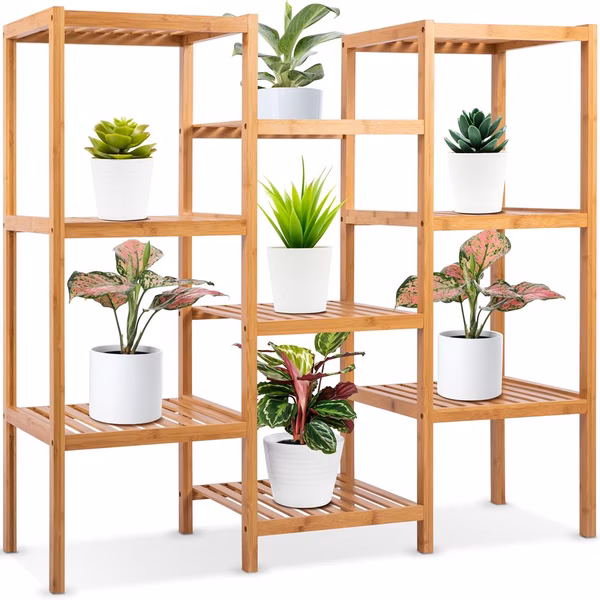 9 Tier Bamboo Plant Stand - Space-Saving, Durable, Water-Resistant
