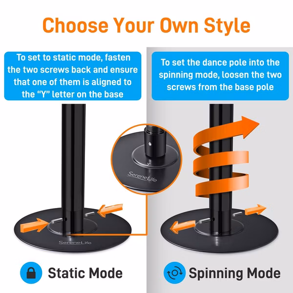 Adjustable Fitness Dance Pole, 1102 lb Capacity, Steel, Anti-Rust Surface