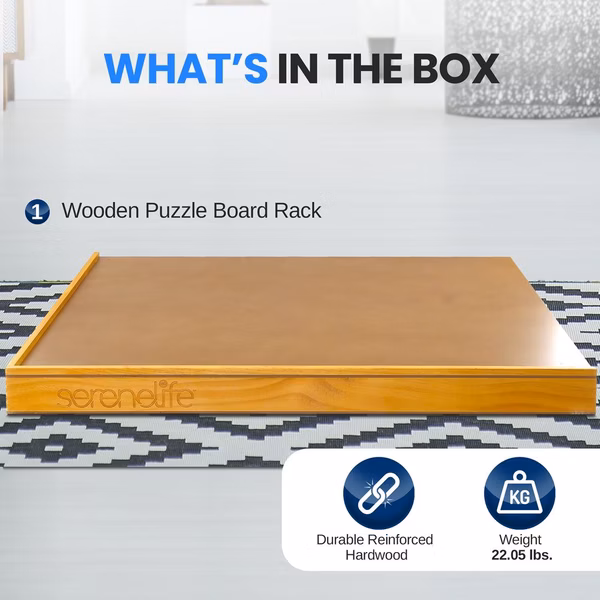 Wooden Puzzle Board Rack - Jigsaw Puzzle Table Without Legs, 4 Storage & Sorting Drawers