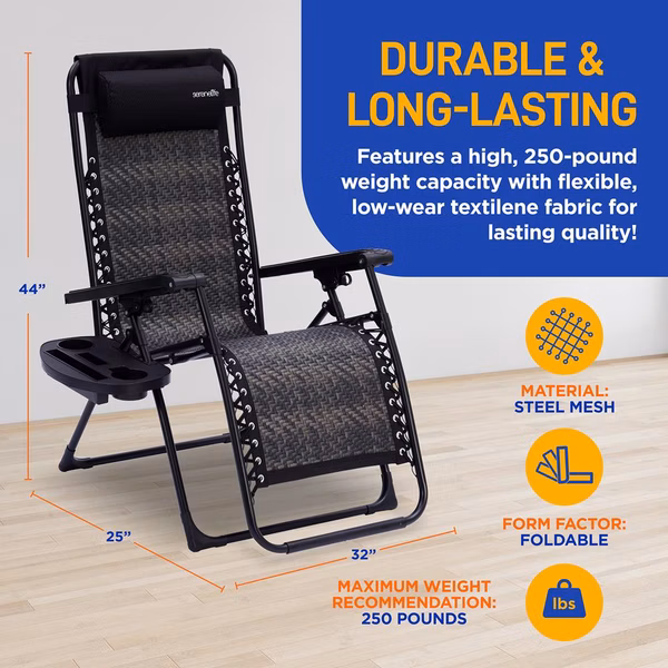 Zero Gravity Lawn Chair Set, Ultimate Comfort, Weather-Resistant Rattan, Brown