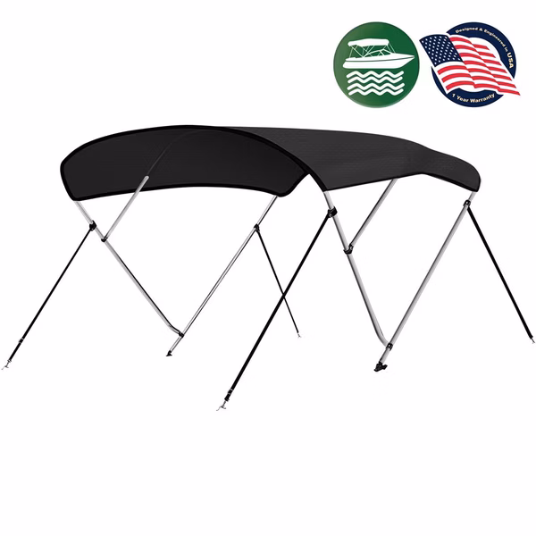 4 Bow Bimini Top Boat Cover, Waterproof Aluminum Frame, Gray