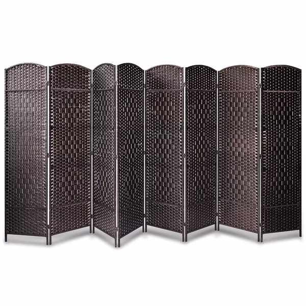 Indoor Decorative 8-Panel Screen - Freestanding Wide Room Divider, Double Side Woven Fiber Divider, Better Privacy Screen
