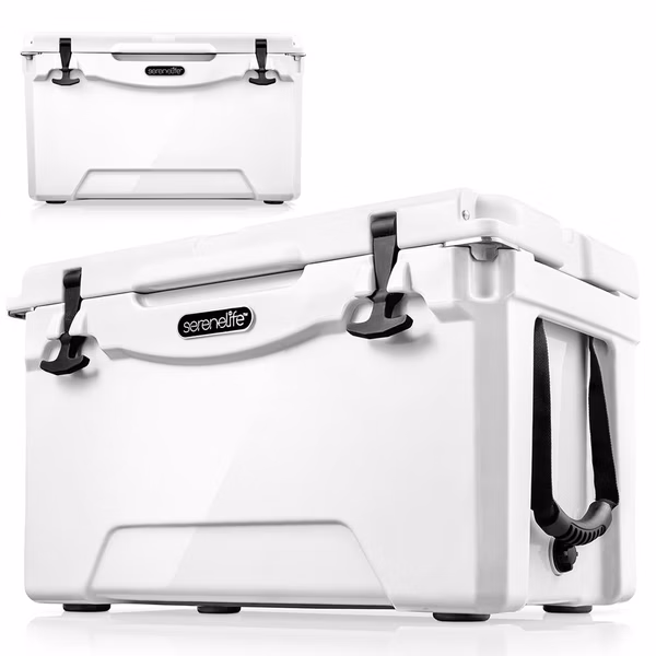 75-Quart Portable Cooler Box, 5-Day Ice Retention, Heavy-Duty, White