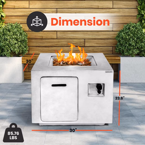 Propane Fire Pit Table 40,000 BTU Weather-Resistant MGO with Lava Rocks