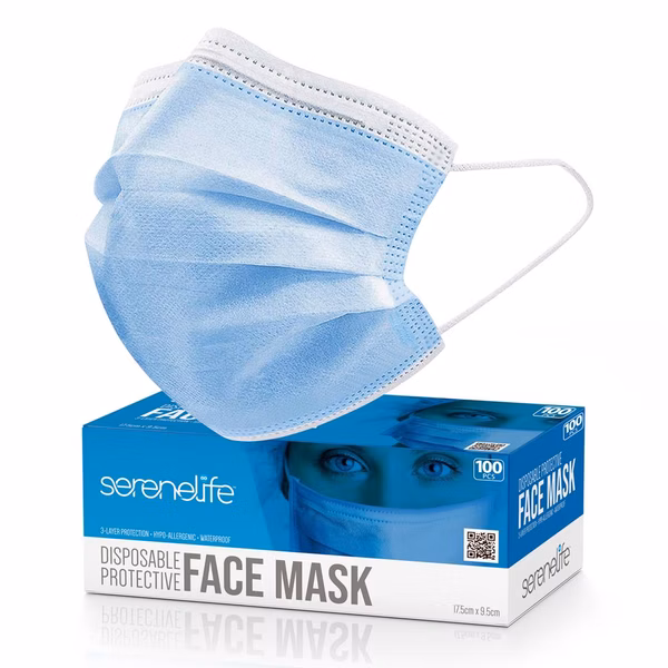 1000pcs 3-Ply Disposable Face Masks, Breathable Non-Woven, Blue