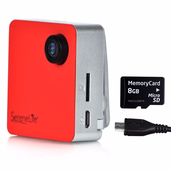 Wearable Camera 1080p HD WiFi Control Compact Red