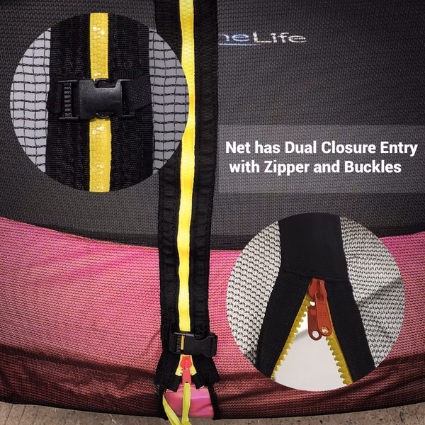 10FT Outdoor Trampoline, Safe Jumping, Reinforced Mat, Pink