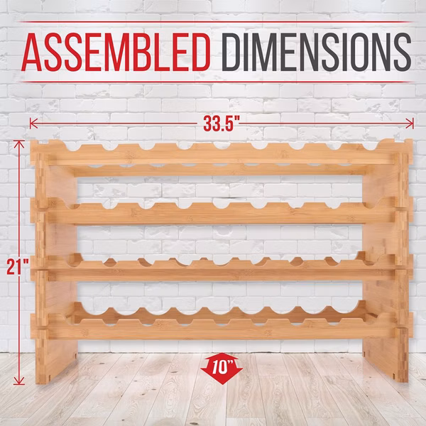 Stackable Wine Storage Rack - Wine Rack With 36 Bottle Slots, 4-Tier Modular Wine Display Shelves