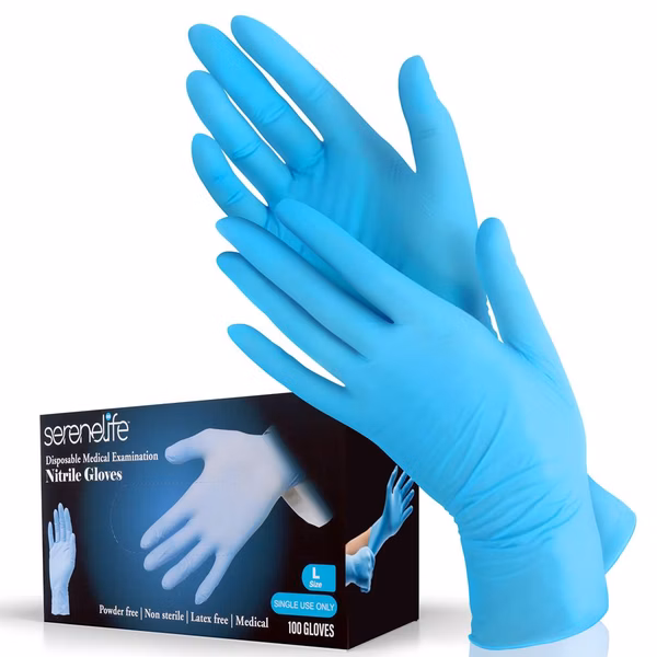 Disposable Nitrile Gloves, Puncture Resistant, Textured Grip, Large, 100 Pcs