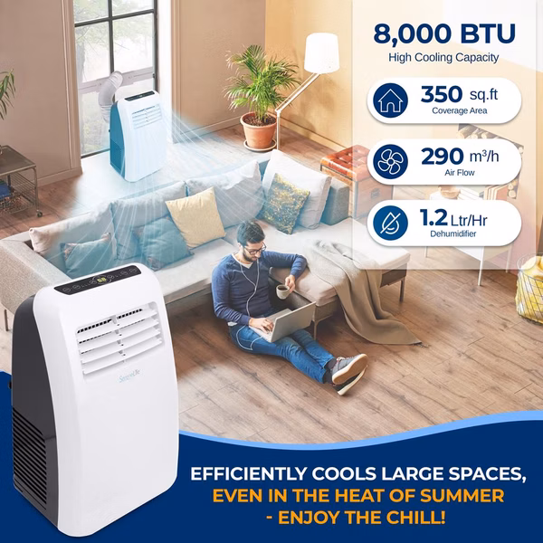 Portable Air Conditioner 8,000 BTU Efficient Cooling Remote Control