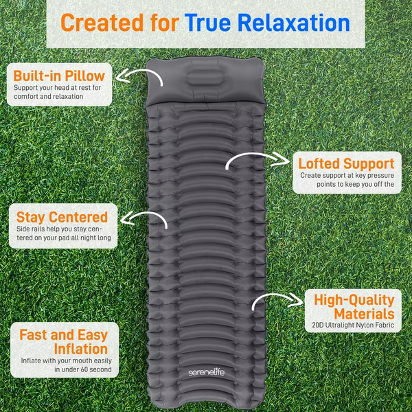 Sleeping Pad for Camping - Quick-Inflate, Tear-Resistant, Blue