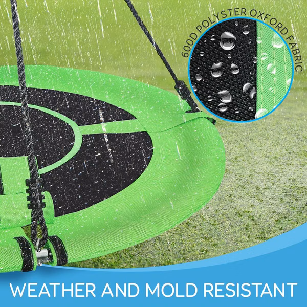 Saucer Swing 40" for Kids, Waterproof, Padded Frame, Green