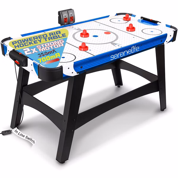 54" Air Hockey Table, Smooth Glide, 12V Motor, LED Scoreboard, Blue