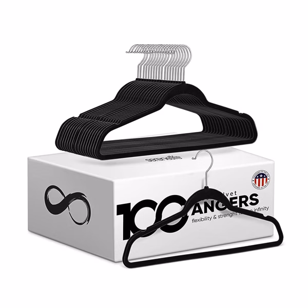 100-Pack Velvet Hangers Non-Slip Space-Saving Swivel Hook