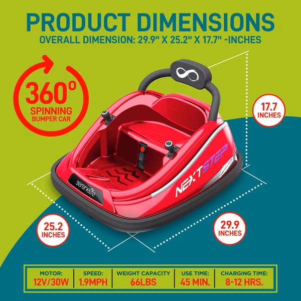 Electric Kids Bumper Car 360° Spin LED Lights Remote Control Purple