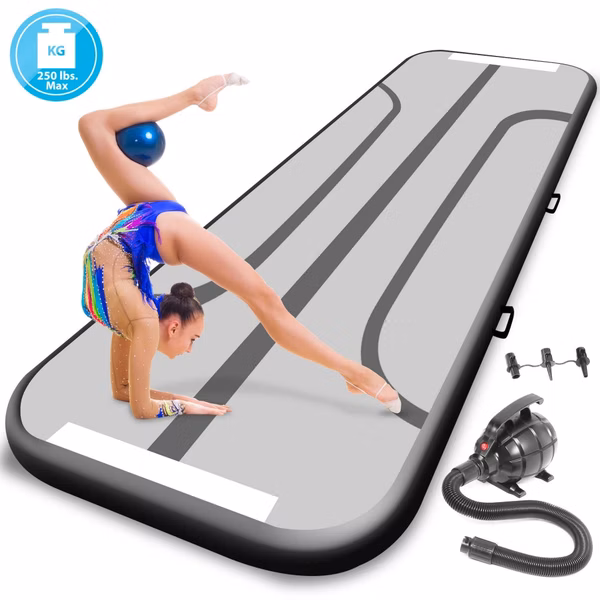 Inflatable Gymnastics Mat - Full Support - Durable PVC - 9.8 ft