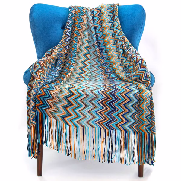 Bohemian Throw Blanket - Boho Knitted Tassel Throw Blanket, Suitable For All Seasons