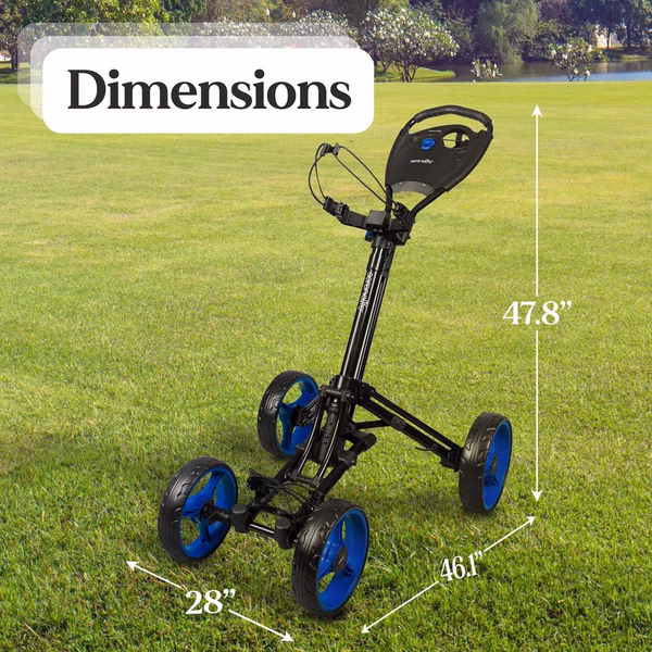 4-Wheel Golf Push Cart, Easy Fold, Aluminum Frame, Compact Storage