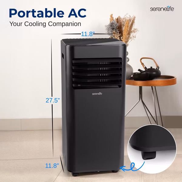 Portable Air Conditioner 8000 BTU Efficient Cooling Dehumidifier White