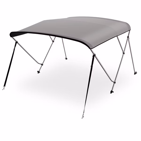Waterproof Boat Bimini Top - Sun Shade, 600D Canvas, Aluminum Frame, Gray