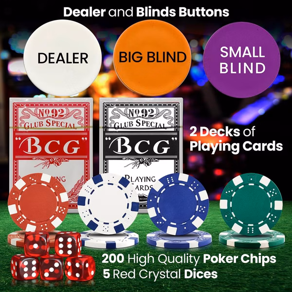200 Pcs. Casino Poker Chip Set - Poker Chips With Aluminum Case