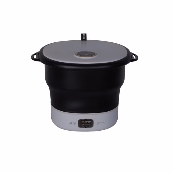Portable Mini Washing Machine Bucket Washer For Clothes Laundry Lightweight And Easy To Bring For Camping, Rv, Travel, Small Spaces Folding (Black And White)