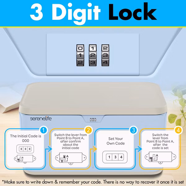 Lockable Storage Box 7 Gal Capacity ABS Material Light Blue