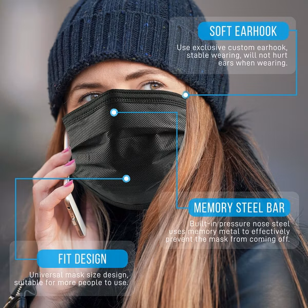 50 Pcs Disposable Face Masks 3-Layer Breathable Non-Woven Fabric
