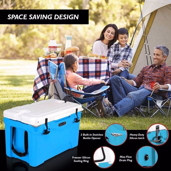 75 Qt Cooler Box, 5-Day Ice Retention, Rotomolded, Blue